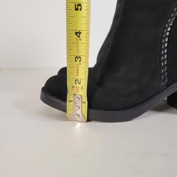 UGG FRAISE Black Suede Leather Whipstitch Back Bow Boot Women Size 7 - Picture 14 of 15